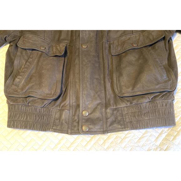 EXCELLED Leather Jacket Size Large Vintage Cowhide Soft Supple Bomber Flight - Picture 4 of 16